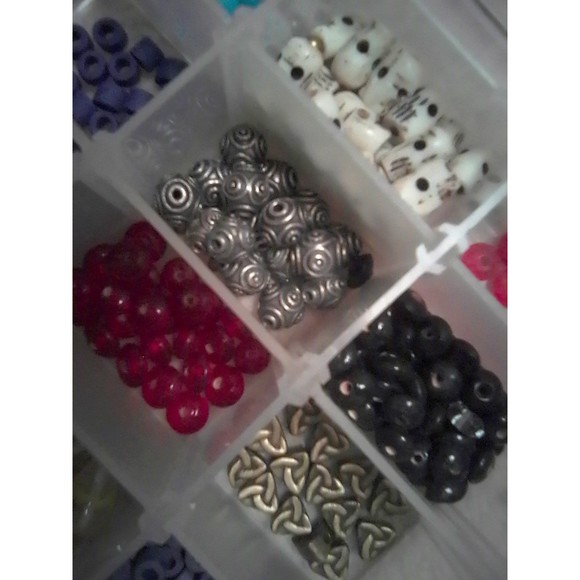 Huge Lot Macrame Craft Beads Large Hole Lampwork Glass Ceramic Wood Pewter - Picture 3 of 7